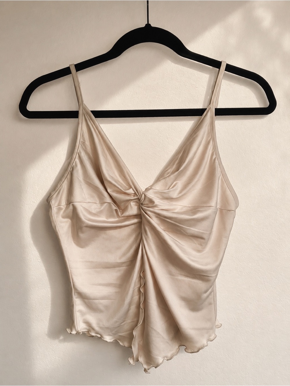 Satin Twist Front Camisole in Champagne